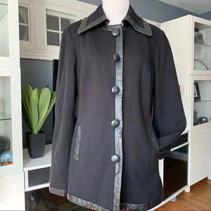 INC Internacional Concept Faux Leather Trim Lined Blazer Jacket Size M